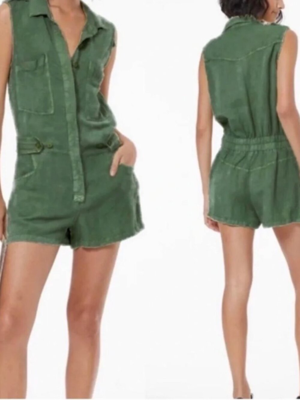 Young Fabulous & Broke Olive Green Utility Romper